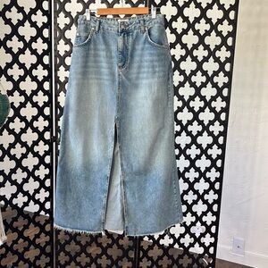 THE MADI FRONT-SLIT DENIM SKIRT BY PILCRO (Anthropologie)